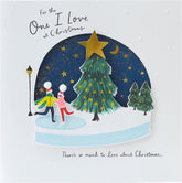 Ice Skaters in Snow Globe for One I Love Romantic Christmas Card